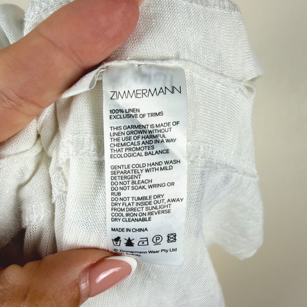 Zimmermann 100% Linen Anchor Graphic Muscle Tank Top White 0 Petite Nautical Tee - Picture 7 of 7